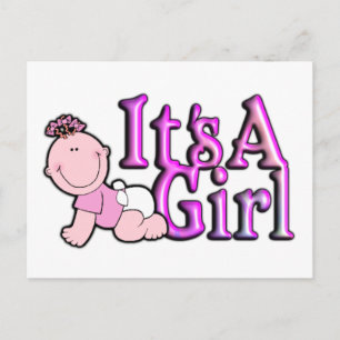 Es ist eine Girl Pink Geburtsankündigung Postkarte