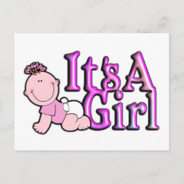 Es ist eine Girl Pink Geburtsankündigung Postkarte