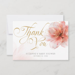 Es ist eine Girl Pink Gold Floral Modern Baby Dusc Dankeskarte