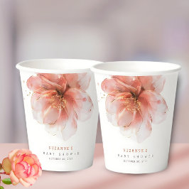 Es ist eine Girl Pink Gold Floral Modern Baby Dusc Pappbecher
