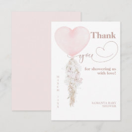 Es ist eine Girl Pink Heart Balloon Baby Dusche Dankeskarte
