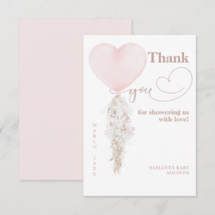 Es ist eine Girl Pink Heart Balloon Baby Dusche Dankeskarte