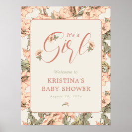 Es ist eine Girl Pink Roses Baby Dusche Willkommen Poster