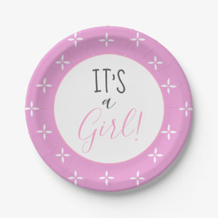 Es ist eine Girl Pink Star Pattern Baby Dusche Pappteller