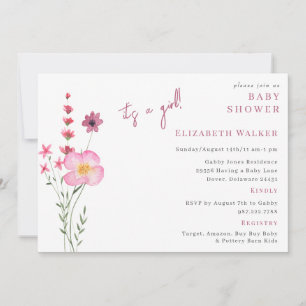 Es ist eine Girl-Pink-Wildblumen, eine Waage-Baby- Einladung