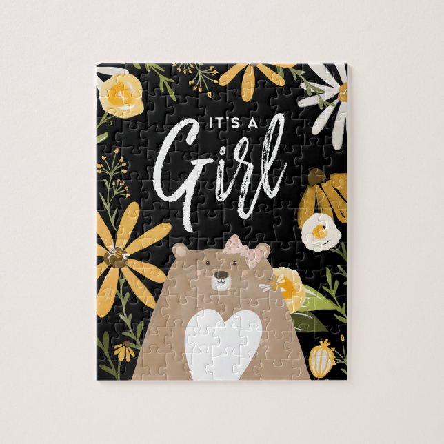 Es ist eine Girl - Sweet Honey Bee & Bär Wildblume (Vertikal)