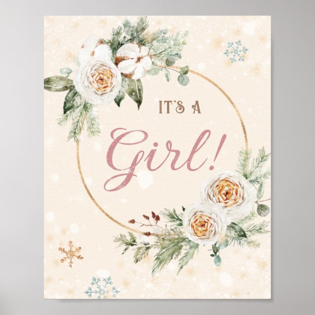 Es ist eine Girl Winter Baby Dusche Sprinkle Snowf Poster (Vorne)
