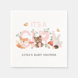 Es ist eine Girl Woodland Babydusche Personalisier Serviette