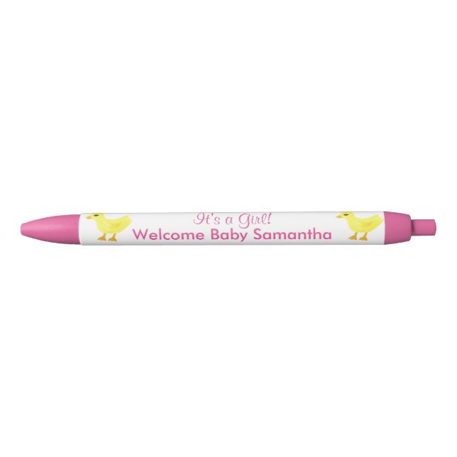 Es ist eine Girl Yellow Ducky Pink White Ankündigu Kugelschreiber (Vorderseite)