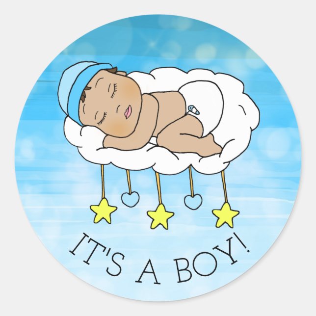 Es ist eine Junge, Babydusche oder Geburtsankündig Runder Aufkleber (Vorderseite)