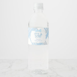 Es ist eine junge, blaue Karierte Babydusche