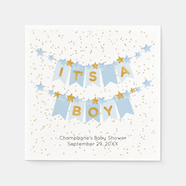 Es ist eine junge Blue Bunting Flags Baby Dusche Serviette (Vorderseite)