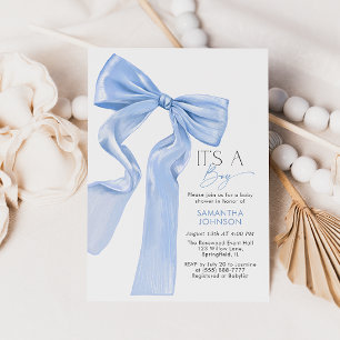 Es ist eine junge elegante Blue Bow Baby Dusche Ei Einladung