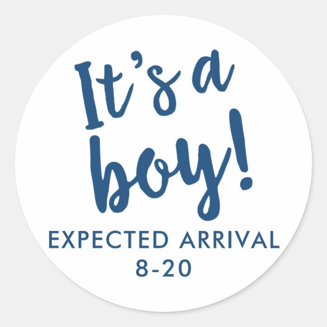 Es ist eine junge Gender Reveal Navy Blue Aufklebe Runder Aufkleber (Vorderseite)