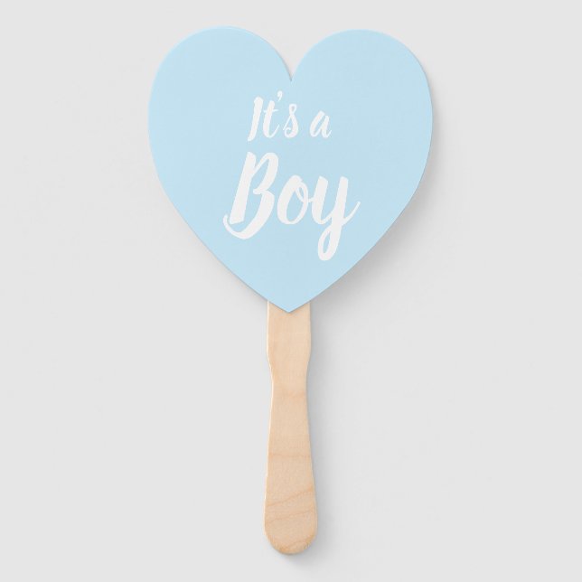Es ist eine junge, hellblaue Babydusche, Gender-En Fächer (Vorderseite)