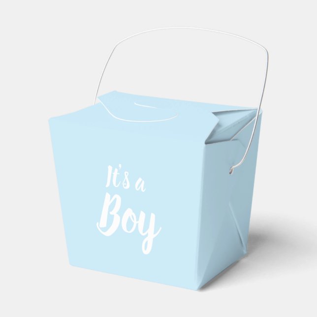 Es ist eine junge, hellblaue Babydusche, Gender-En Geschenkschachtel (Vorderseite)
