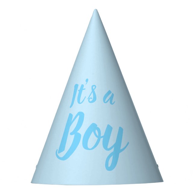 Es ist eine junge, hellblaue Babydusche, Gender-En Partyhütchen (Vorderseite)