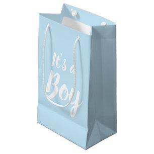 Es ist eine junge, hellblaue Babydusche, Gender-Of Kleine Geschenktüte