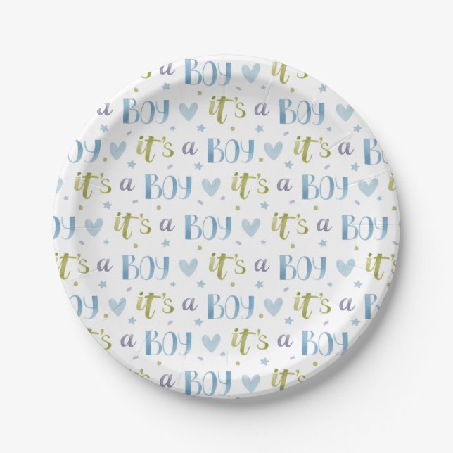 Es ist eine junge neue Baby Paper Plate Pappteller (Vorderseite)
