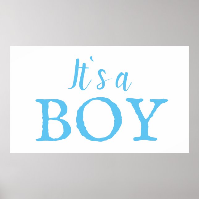 Es ist eine junge Typografie Blue Baby Boy Baby Sh Poster (Vorne)