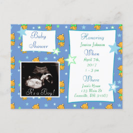 Es ist eine Junge, Ultraschalldusche Pic Baby Einl Einladungspostkarte