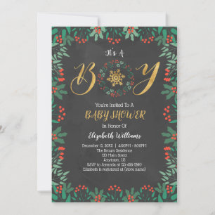 Es ist eine junge Weihnachtsgrün-Babydusche Einladung