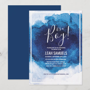 Es ist eine Jungen-Baby-Party - Blaue Wasserfarbe  Einladung