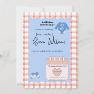 Es ist eine Jungen-Baby-Party-Einladung | Gingham Einladung