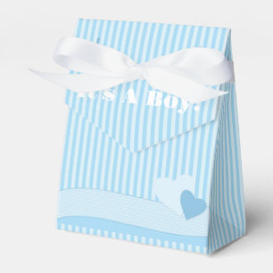 Es ist eine Jungen-Teddybär-blaue Geschenkschachtel