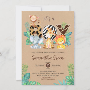 Es ist eine Jungle Baby-Dusche aus Boy Safari Einladung