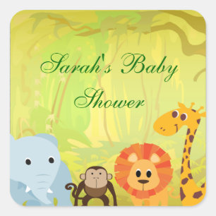 Es ist eine Jungle-Baby-Dusche Quadratischer Aufkleber