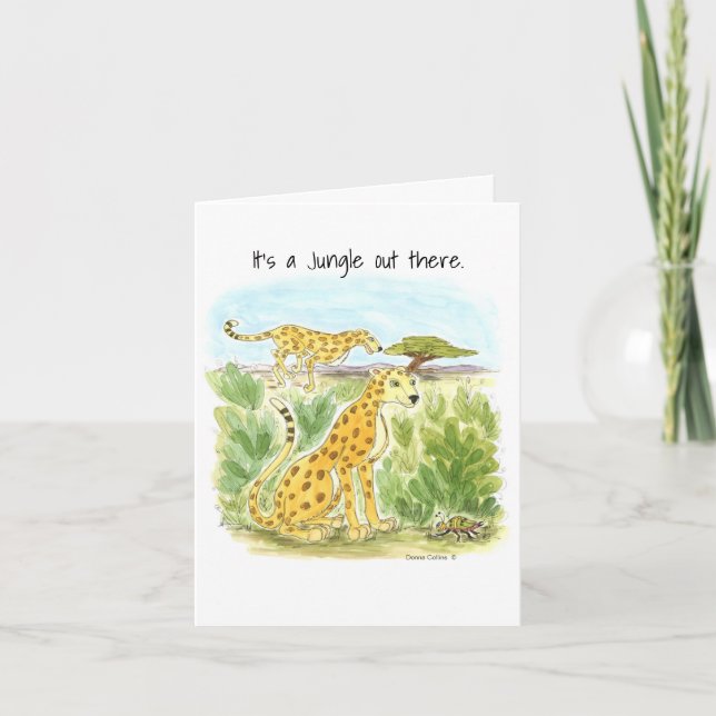 Es ist eine Jungle Cheetah Note Card Karte (Vorderseite)
