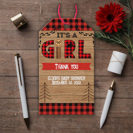 Es ist eine Karierte Mädchendusche aus Rustikal-Ho Geschenkanhänger