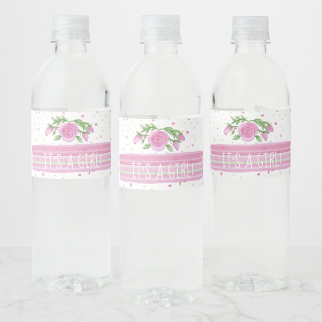 Es ist eine kleine, rosa Aquarelldusche für Rose. (Flaschen)