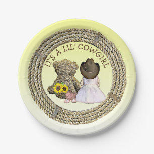 Es ist eine Lil' Cowgirl Babydusche Pappteller