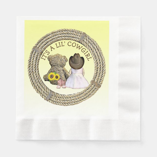 Es ist eine Lil' Cowgirl Babydusche Serviette (Vorderseite)