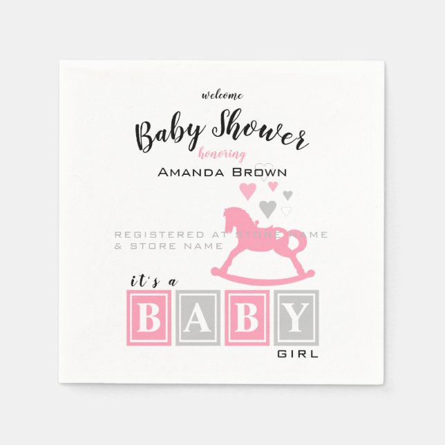Es ist eine Mädchen-Babydusche Serviette (Vorderseite)