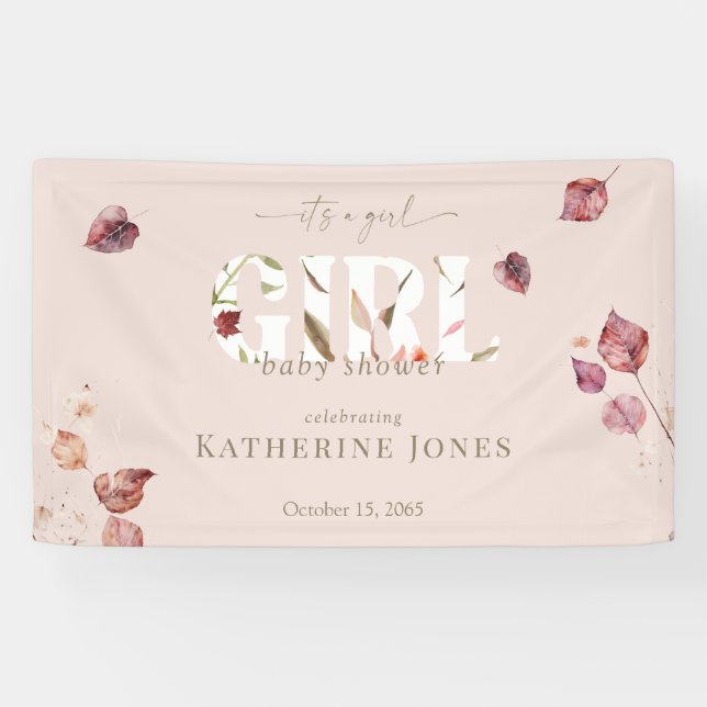 Es ist eine Mädchen-Blush-Fall-Baby-Dusche Banner (Horizontal)