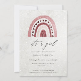 ES IST EINE MÄDCHEN-BLUSH-PINK-RAINBOW-BABY-SHOWER DANKESKARTE