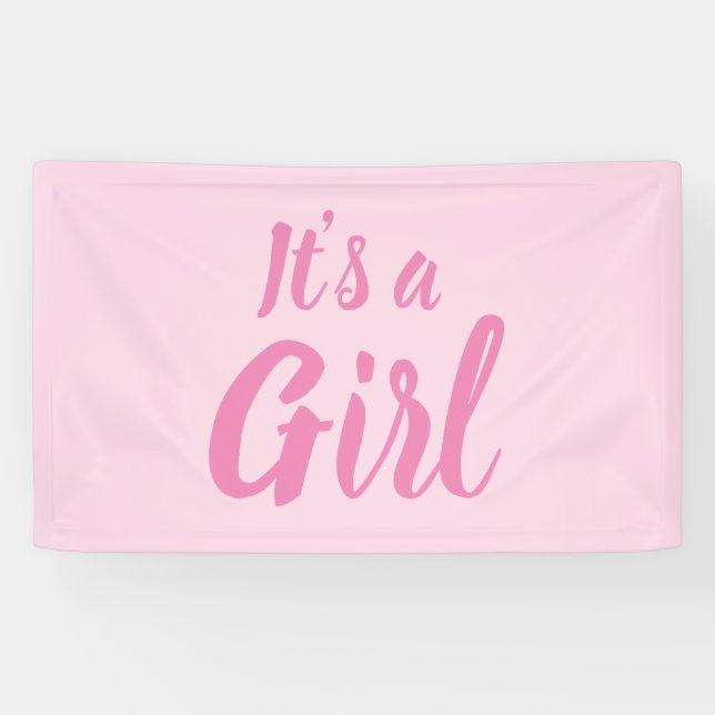 Es ist eine Mädchen, hellrosa Babydusche, Geschlec Banner (Horizontal)