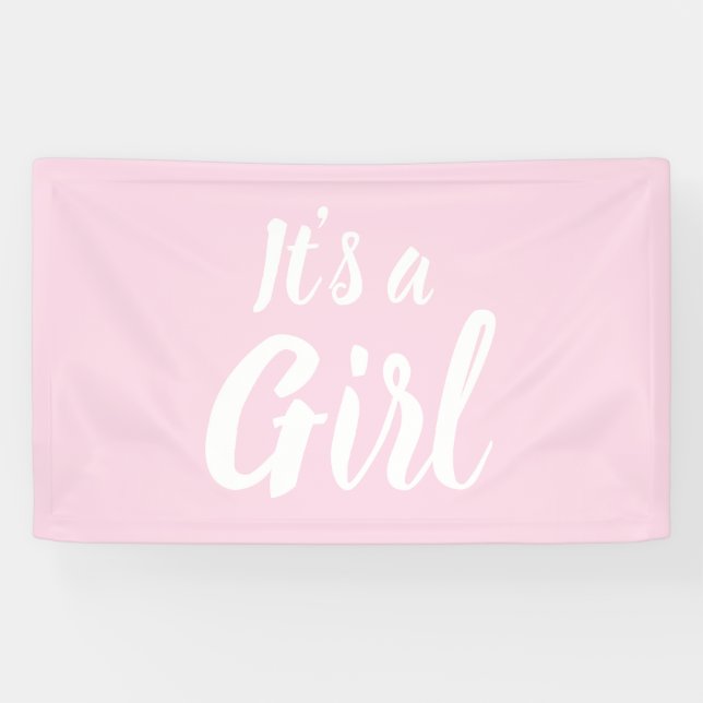 Es ist eine Mädchen, hellrosa Babydusche, Geschlec Banner (Horizontal)
