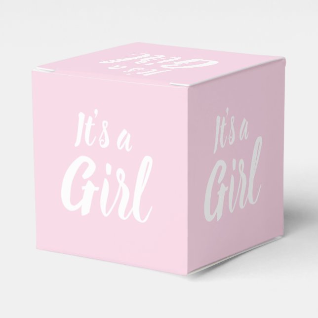 Es ist eine Mädchen, hellrosa Babydusche, Geschlec Geschenkschachtel (Vorderseite)