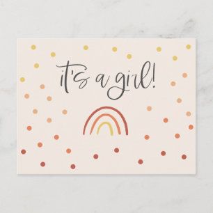 Es ist eine Mädchen-Regenbogen-Rosa-Baby-Dusche Ei Postkarte