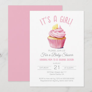 Es ist eine Mädchenblütenpink-Kuchen-Babydusche Einladung