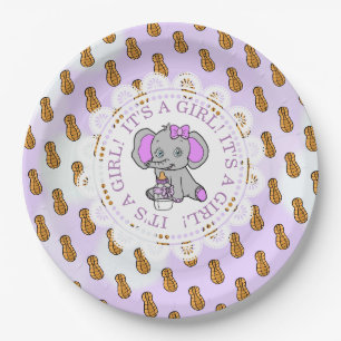 Es ist eine Mädchendusche, Lila Elephant Themed Ba Pappteller