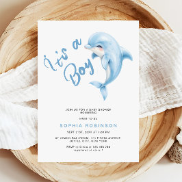 Es ist eine Minimalistische Niedliche Dolphin Baby Einladung