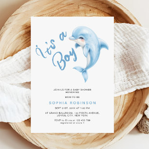 Es ist eine Minimalistische Niedliche Dolphin Baby Einladung