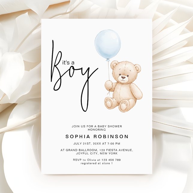 Es ist eine Minimalistische Teddy Bear Baby Dusche Einladung (Von Creator hochgeladen)