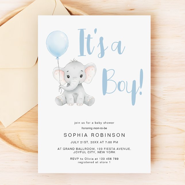 Es ist eine Niedliche Elefant Pastel Blue Baby Dus Einladung (Von Creator hochgeladen)