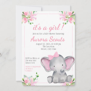 Es ist eine Niedliche Elephant Babydusche in Girl  Einladung